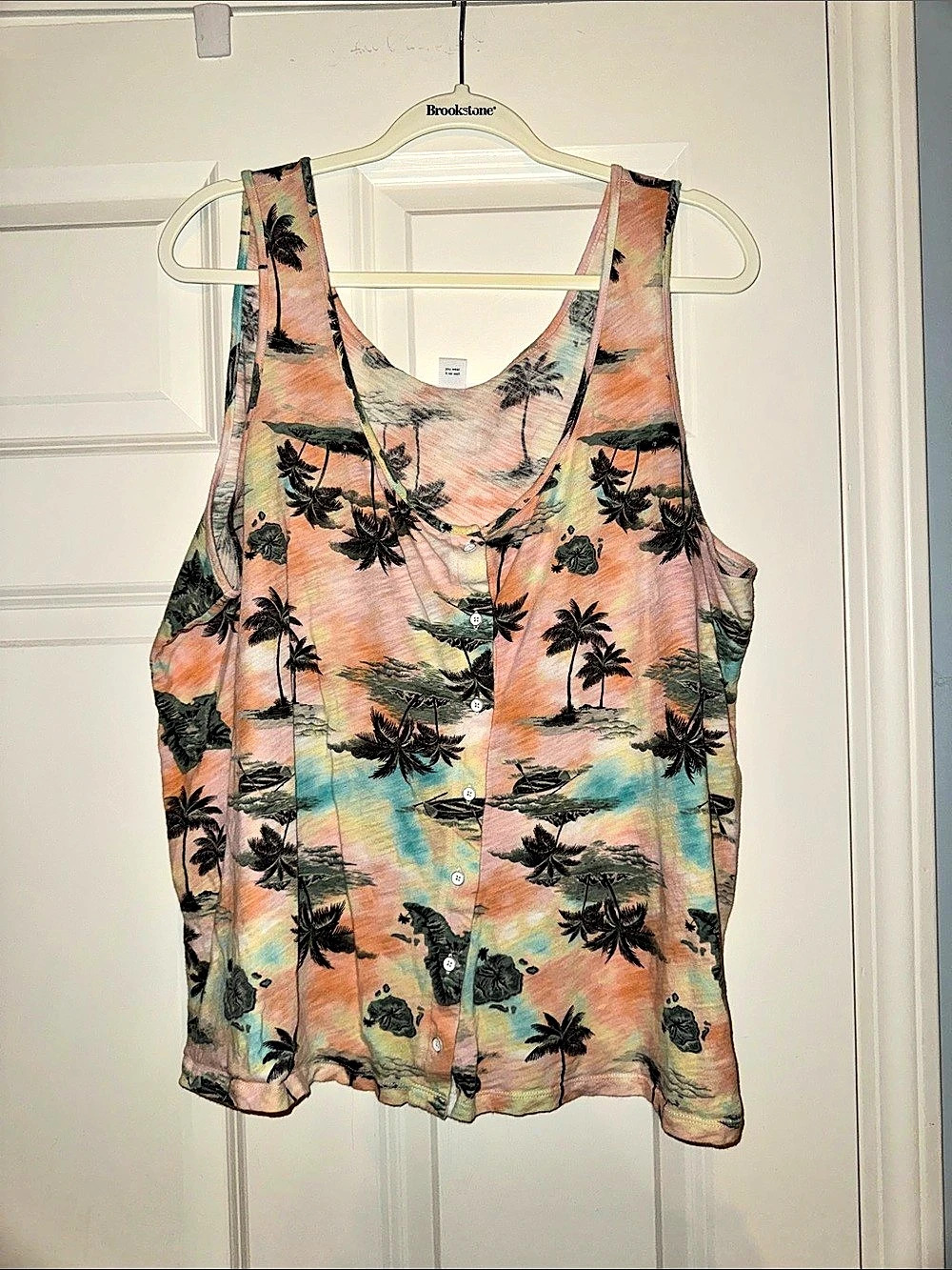 Old Navy Tropical Floral Button-Front Tank Top
